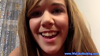 Close-Up View Of Young European Girl Giving Oral Pleasure