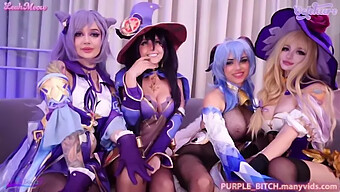 Purple Bitch Leads An Anal Orgy With Genshin Impact Girls