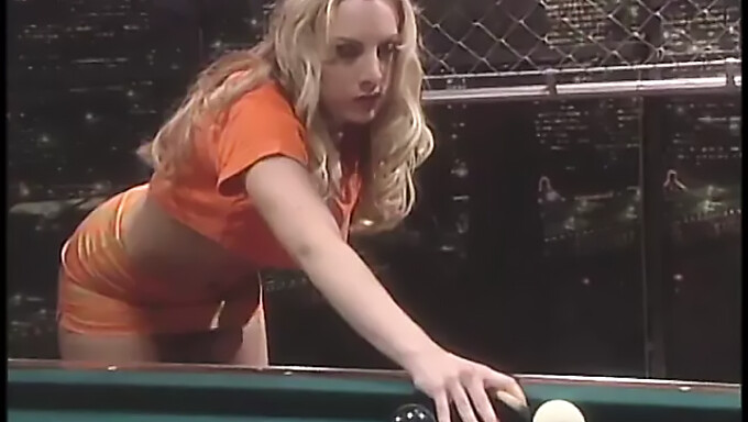 Double Penetration With A Pool Stick For Busty Blonde In Group Orgy